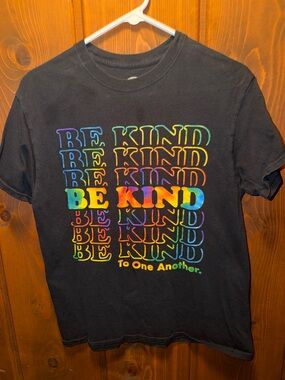 Be Kind Rainbow Graphic Tee - Black
